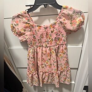 Floral Pink Smocked girls dress